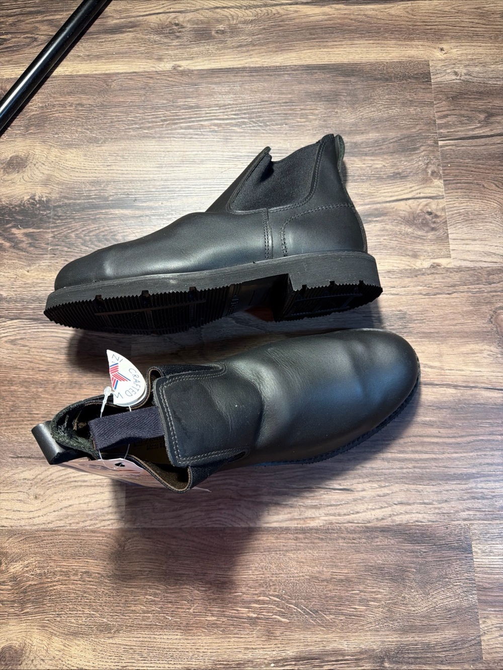 Vng USA Iron Age Slip On Black Leather Steel Toe Work Boots Men’s Sz 9 New